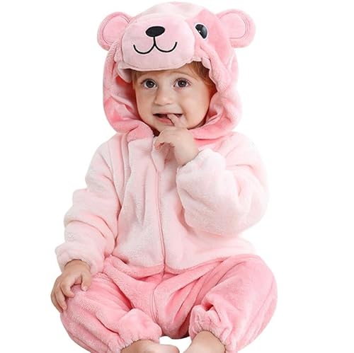 Cartoon Tier Overall Unisex Kinder Tier Jumpsuit Kleinkind Winter Fleece Strampler Plüsch Cosplay Tier Bodysuit Halloween Karneval Cosplay Kostüm Winter Overall Niedlich Kinder Strampler (6-12 Months) von Generic