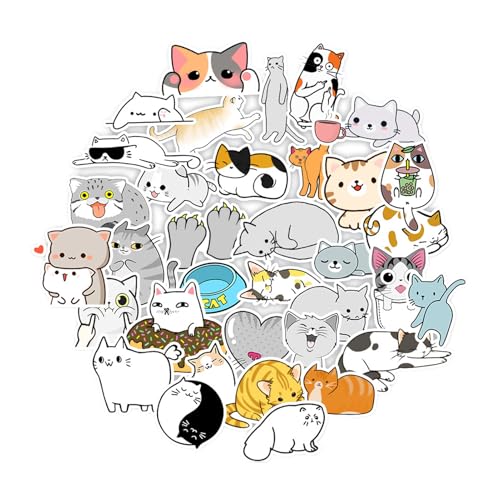 Cat Stickers - Animal Stickers | Sticker Pack | Laptop Stickers | Skateboard Stickers | Waterproof Sticker Pack | Cat Cartoon Kitten Stickers Waterproof Decorative Water Cup Laptop Suitcase Stickers von Generic