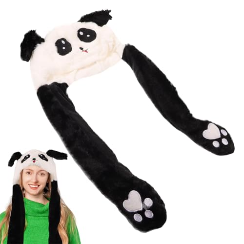 Chapeau Écharpe Panda - Chapeau Panda En Peluche, Chapeau De Bonnet D’animaux | Chapeau D'animal D'hiver De Nouveauté Élégant, Chapeaux À Capuche En Peluche Lumineux Avec Oreilles Mobiles Pour Les Tem von Generic