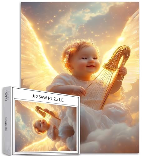 Cherubic Baby-Engel-Puzzle, 1000 Teile, Puzzle für Erwachsene, die unter den Wolken schweben, Kunst-Puzzle, herausfordernde Familienaktivitäten, buntes Bastelpuzzle für Heimdekoration, Geschenke, 50,8 von Generic