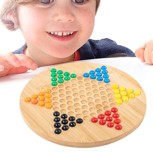 Chinesisches Dame-Spielset – Klassisches Brettspiel aus Holz für Familienspaß, 121 Spielsteine, Strategiespiel für 2 bis 6 Spieler | Bunte Karo-Klammern, ideal für Kinder, Erwachsene, lustige Spieleab von Generic