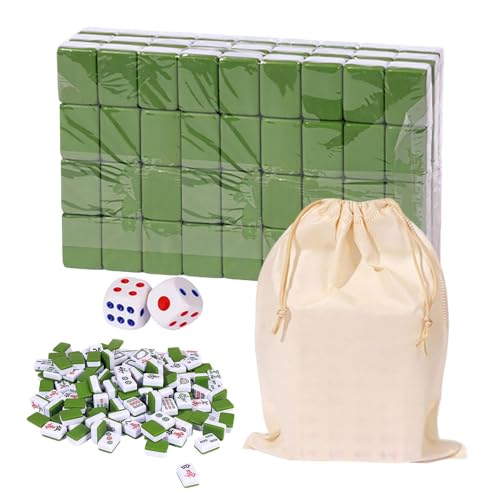 Chinesisches Mahjong-Set – kompaktes Reisespiel, tragbares Brettspiel | Traditionelles mni-Mahjong-Set mit Tragetasche, langlebiges Camping-Picknick-Spielset aus Melaminharz mit 144 Spielsteinen für von Generic