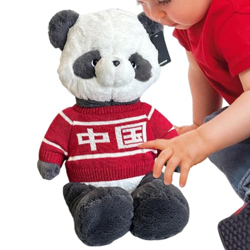 Chinesisches Panda-Wurfkissen, Panda-Plüschtier, Niedliches Panda-Plüschtier, Wurfkissen mit Pullover zum Schlafen und Umarmen, Raumdekoration für Geburtstag und Weihnachten von Generic