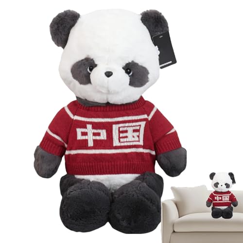 Chinesisches Panda-Wurfkissen, Panda-Plüschtier - Weiches Stofftier, süßes Panda-Plüschtier | Raumdekor-Schlafkissen mit Pullover für Weihnachten und Geburtstag von Generic