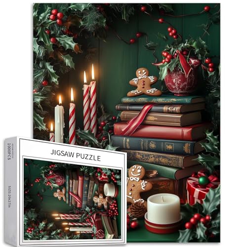 Christmas Cookbook Nook Puzzle für Erwachsene, Lebkuchenmann, Ornament, Kunst, Puzzle, bunt, DIY-Puzzle, Heimdekoration, Geschenke, Familienpuzzle, perfekt für Spielabende, 50 x 70 cm, 1000 Teile Christmas Cookbook Nook Puzzle für Erwachsene, Lebkuchenmann, Ornament, Kunst, Puzzle, bunt, DIY-Puzzle, Heimdekoration, Geschenke, Familienpuzzle, perfekt für Spielabende, 50 x 70 cm, 1000 Teile von Generic