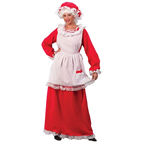 Christmas Grandma Costume for Women Mrs.Claus Costume Christmas Old Man Dress Up Santa Long Dress Headpiece Apron Set (Style 3, XL) von Generic