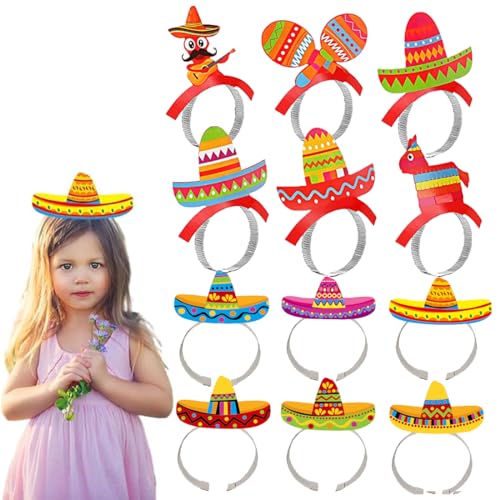 Cinco de Mayo Sombrero Stirnband, Sombrero-Partyhüte, Dekoration für Fiesta-Hut, Mexikanisches Stirnband aus Papier Mexikanische Fiesta Party Bunte Stirnband Zubehör für Fotorequisiten von Generic