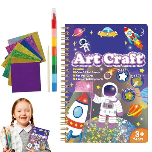 Coloring Cards Foil Craft Cute Stickers - Folienbasteln, niedliche Aufkleber | Reisespielzeug, Kunsthandwerk, Astronauten-Malbuch, Kartenherstellungsset, Lernspielzeug, Kunstaktivitäten für Kinder von Generic