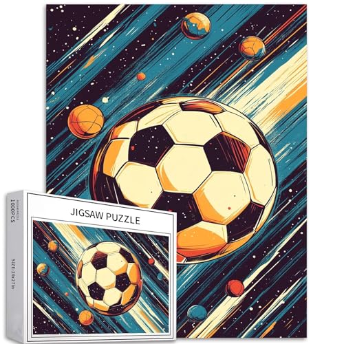 Cooles Fußball-Puzzle für Erwachsene, 1000 Teile, bunt, DIY-Puzzles für Heimdekoration, Geschenke, Familienpuzzle, perfekt für Spieleabende, 68 x 50 cm von Generic