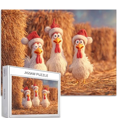 Cowboy Huhn Weihnachten Dress Up 1000 Teile Puzzle für Erwachsene, Cartoon-Kunst-Puzzle, herausfordernde Familienaktivitätsspiele, buntes DIY-Bastelpuzzle für Heimdekoration, Geschenke, 68 x 50 cm Cowboy Huhn Weihnachten Dress Up 1000 Teile Puzzle für Erwachsene, Cartoon-Kunst-Puzzle, herausfordernde Familienaktivitätsspiele, buntes DIY-Bastelpuzzle für Heimdekoration, Geschenke, 68 x 50 cm von Generic