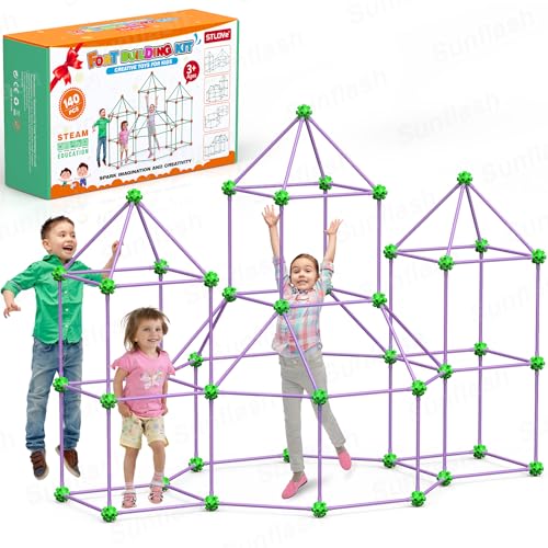 DIY Bauspielzeug, 140 PCS Höhle Bauen Kinder Bauspielzeug, Kinder Konstruktionsspielzeug, Höhle Bauen Kinder Crazy Forts Zelt Spielzeug, Lernspielzeug Geschenk für Junge & Mädchen 4+ Jahre-Purple von Generic