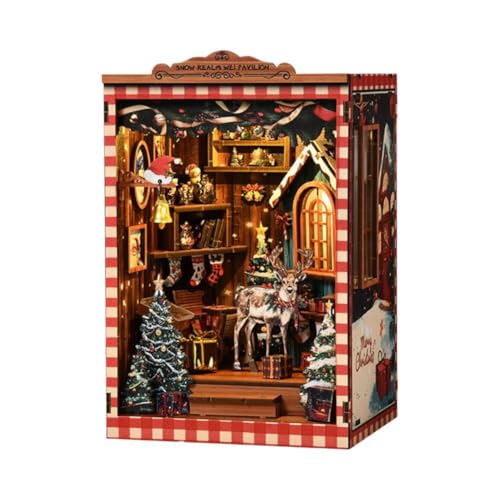 DIY Book Nook Kit - Snow Wei Pavillon Puppenhäuser Miniatur, Holz Buchstützen Gebäude Modell Puzzle mit LED Licht, Kreatives Bauspielzeug für Teenager und Erwachsene DIY Book Nook Kit - Snow Wei Pavillon Puppenhäuser Miniatur, Holz Buchstützen Gebäude Modell Puzzle mit LED Licht, Kreatives Bauspielzeug für Teenager und Erwachsene von Generic