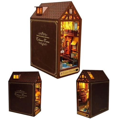 DIY Book Nook Kit für Erwachsene, 3D-Miniatur Puzzles aus Holz, Puppenhaus-Modellbausätze mit LED, Geschenke für Halloween, Weihnachten und Geburtstage(Years of Relaxation) von Generic