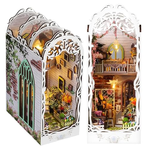 DIY Book Nook Kit für Erwachsene, Gartenhaus-Miniatur Bausatz, 3D-Puzzle, Buchstütze, Bücherregal-Dekoration, Bastelhobby für Mädchen, Jungen und Erwachsene von Generic