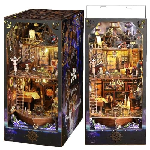 DIY Book Nook Kits für Erwachsene, Booknooks-Diorama mit LED, Holzpuzzle-Kits für Miniaturhäuser, Bastelbücherregal-Buchstützen als Geschenk für Teenager von Generic