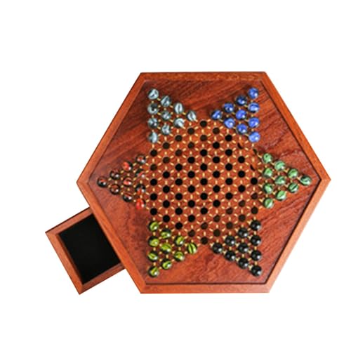 Dame-Brettspielset - Aufbewahrungsschublade Aus Glas Und Marmor, Chinesische Checkers Mit Schubladen | Spiel Chessboard Multicolor Glas Murmeln Spaß Spielzeugkollektion Kinder Erwachsene von Generic