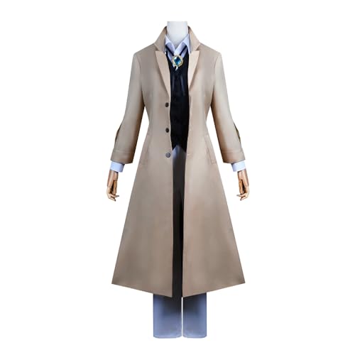 Dazai Osamu Cosplay Kostüm Komplettset Anime Outfit Detektiv Uniform Halloween Party (Brown,S) von Generic