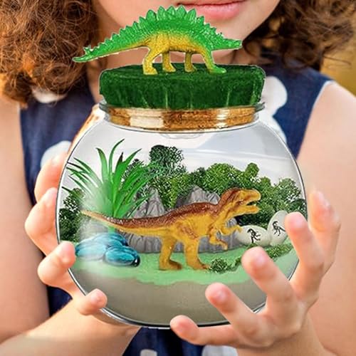 Dekorationen für Terrarien mit Dinosauriern – Pädagogisches Kit für die Schaffung von Kunst und wissenschaftlichem Handwerk | Terrarium mit beleuchtetem Dinosaurier, Terrarium-Set mit Dinosaurier für von Generic