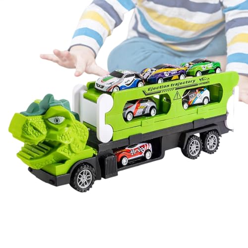 Dinosaurier Autobahn - Dinosaurier-Transport LKW Tiertransportfahrzeuge | Dinosaurier-LKW-Spielzeug, Transportauto-Transporter-LKW mit 6 Fahrzeugen, Set für und Mädchen ab 3 Jahren von Generic