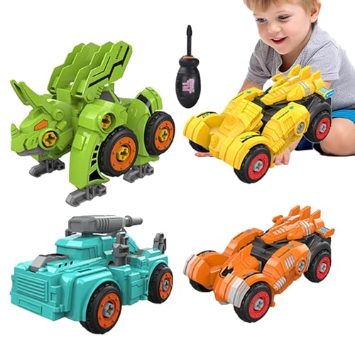 Dinosaurier-Autospielzeug verformen, verwandelndes Auto für, 4X Kinder-Dinosaurier-Roboter-Transformationsspielzeug, Frühpädagogisches Spielzeug, Kleinkindspiel, Coasting Power Design-Spielzeugauto f von Generic