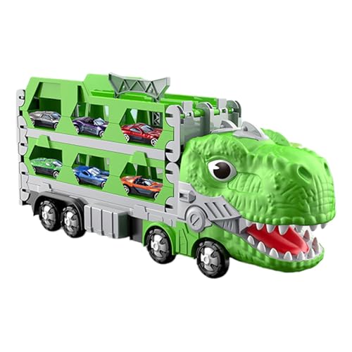 Dinosaurier-Autotransporter-LKW,Dinosaurier-Transport-LKW - Verwandelter Dinosaurier-Transporter-LKW | Lernaktivitäten, Autotransporter-Spielzeug, 2-Spieler-Rennmodus, faltbare Strecke, 12 Rennwagen f von Generic