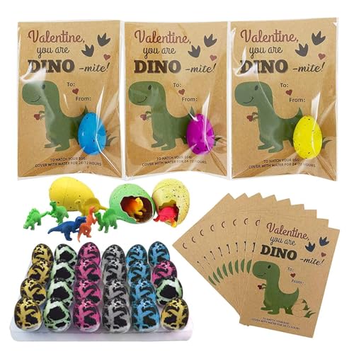 Dinosaurier-Bruteier – 24 Stück, Dinosaurier-Eier im Wasser knacken und wachsen lassen | Ausbrütbare Dino-Eier für Kinder, wissenschaftliches Ostergeschenk für Babys über 3, lustiges Lernspielzeug zum von Generic