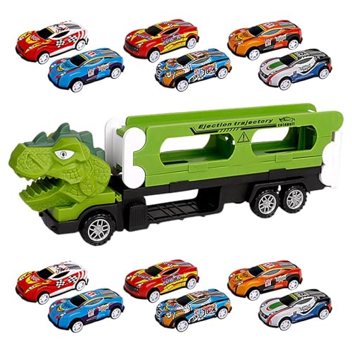 Dinosaurier-LKW-Spielzeug,Dinosaurier-Transporter-LKW, Dinosaurier-Auto-Spielzeug-Schiebe-Rennstrecke, Transportträger-Dinosaurier-Spielzeug, Lernspielzeug, Dinosaurier-Transportwagen mit 12 Spielzeug von Generic