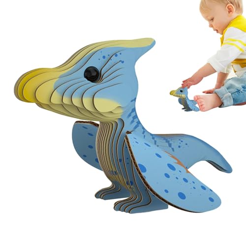 Dinosaurier-Puzzle für Kinder, stapelbare Dinosaurier-Puzzles, sensorisches Spielzeug - 3D-Rätsel mit Tiermotiven - Hand-Auge-Koordinationstraining, Tierbausteine, Lernspielzeug von Generic