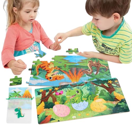 Dinosaurier-Puzzles für Kinder,Tier-Holzpuzzles | Dinosaurier-Puzzlebrett für Kinder - Cartoon-Tier-Puzzles, Früherziehungsspielzeug für Zuhause, Kindergarten, Kindergarten von Generic