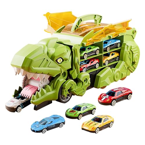 Dinosaurier-Transport-LKW, Dinosaurier-LKW-Spielzeug – LKW-Transporter mit 12 kleinen Rückziehwagen – tragbares Spielzeugauto für Rennstrecken-LKW, Spielset von Generic