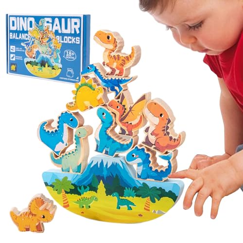 Dinosaurierbausteine, Dinosauriergebäudespielzeug,Holzbausteine ​​Stapelspielzeug - Pädagogische Spielzeug -Familienspiel, STEM Interactive Games Building Set, verbessert die Feinmotorik -Fähigkeiten von Generic