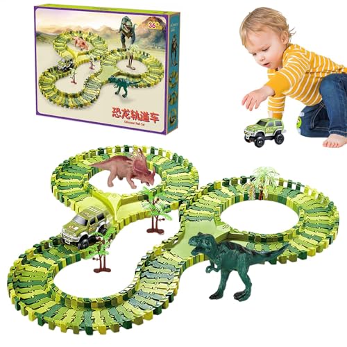 Dinosaurierstracks, Flexible Dinosaurier -Streckenspielzeugset - Flexible Playset Race Train Tracks - Baukit lernt Feinmotorikentwicklung für Mädchen im Alter von 3+ von Generic