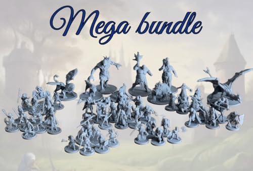 Dnd Mega Bundle of 53 Miniatures. Essential kit for any player or dungeon master. All classes, monsters, dwarves, goblins, knights, bandits von Generic