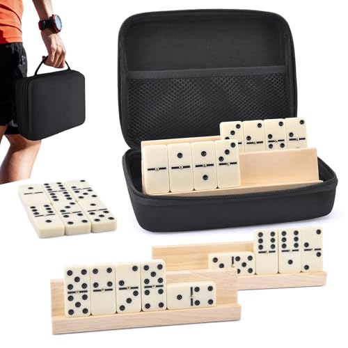 Domino-Spielset – klassisches Domino-Set, Domino-Spiel aus Holz | Erwachsene Kinder komplettes Dominos-Spiel, leicht zu tragendes Dominos-Spiel im traditionellen Design für Familienfreunde für Picknic von Generic