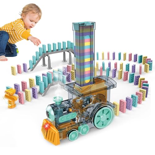 Domino-Zug mit automatischer Anpassung, Domino-Zug für Dominospielzeug, tragbar, kreative Domino-Maschine mit Licht und Sound, STEM Spielzeug für Kleinkinder, jo Domino-Zug mit automatischer Anpassung, Domino-Zug für Dominospielzeug, tragbar, kreative Domino-Maschine mit Licht und Sound, STEM Spielzeug für Kleinkinder, jo von Generic