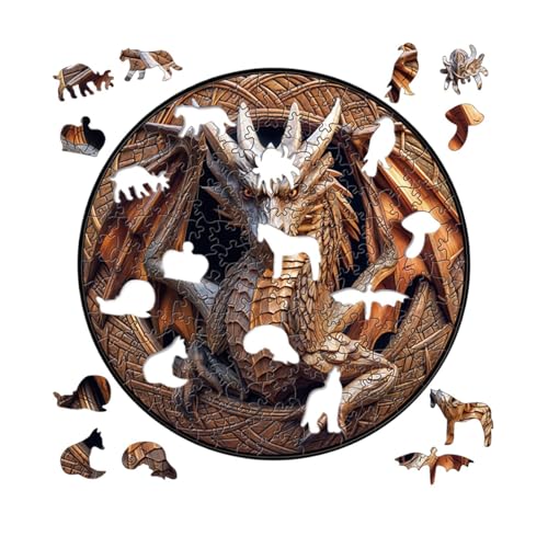 Drachen-Puzzles für Erwachsene, 150 Teile, tragbare Holzpuzzle, interaktives Lern- und Lernspielzeug, einzigartige Form, Puzzles in Tierform, Holzhandwerk für Erwachsene von Generic