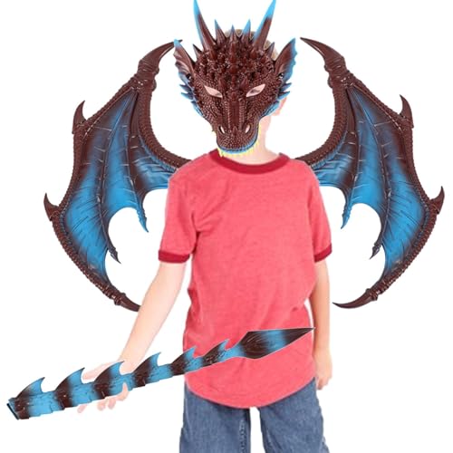 Drachenflügel und -schwanz | Drachen-Kustome für Kinder, verstellbar, Fantasy-Geburtstag, bequemes Partygeschenk für Halloween, Kinder, von Generic