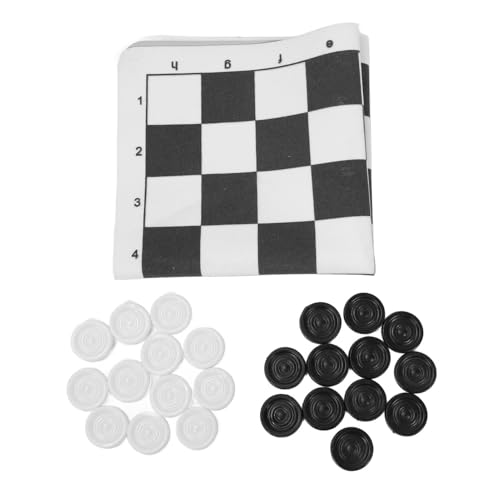 Drafts-Brettspiel, Tragbar, Kultivieren Sie Geduld, Sicheres PU-Leder-Brett-Checker-Set für Familientreffen für (Black) von Generic