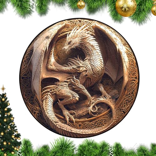 Dragon 3D-Puzzle – Holztiermodell, Brain Toy | 150 Stück Vision Challenge Puzzle mit einzigartigen geschnitzten Funktionen, Fantasie-Kreatur, Lernspielzeug für Erwachsene, Stressabbau, Büro Dragon 3D-Puzzle – Holztiermodell, Brain Toy | 150 Stück Vision Challenge Puzzle mit einzigartigen geschnitzten Funktionen, Fantasie-Kreatur, Lernspielzeug für Erwachsene, Stressabbau, Büro von Generic