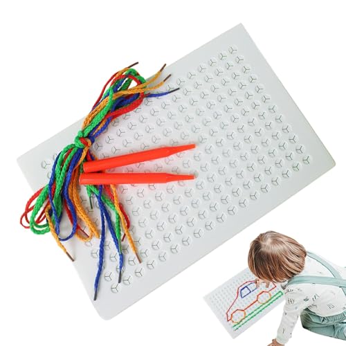 Einfädelbretter,Fädelbrett für sensorische Näharbeiten für Kinder,Schnur geflochtenes Einfädel-Webbrett - String-Art-Set mit farbigen Seilen, Feinmotorik-Fädelbrettern für Kinder von Generic