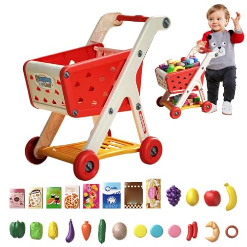 Einkaufskorb für Kleinkinder, Spielset für | Mädchen sehen aus, als würden sie Spielzeug-Einkaufskorb spielen | Spielwagen für , Supermarktspielzeug, Co-Trolley von Generic