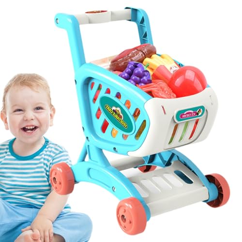 Einkaufswagen Spielzeug,Spielzeug-Einkaufswagen | Küchen-Rollenspielspielzeug Für Kleinkinder - Trolley-Spielzeug Mit Essen Und Zubehör Für Kinder Ab 3 Jahren, Rollenspiele Für Die Küch von Generic