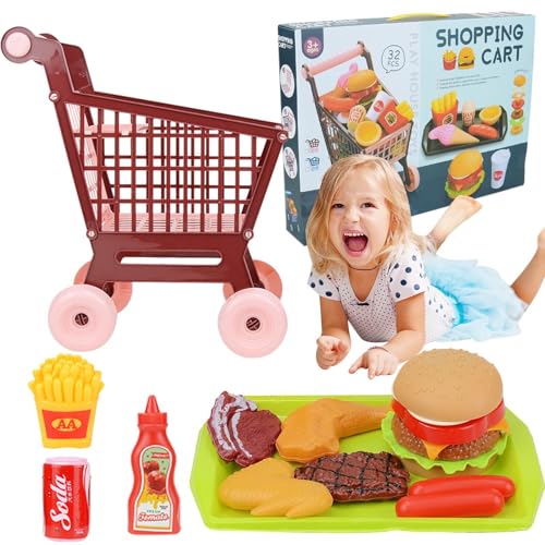 Einkaufswagen für Kinder, Spiel-Einkaufswagen,Spielküchen-Set Hamburger-Spielzeug | Spielzeug, Lebensmittel, Lernspielzeug, Küchenspielset, Vorschullernen, Rollenspiel, Spielküchenzubehör von Generic