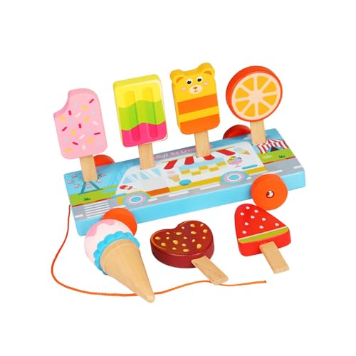 Eiscreme-Set aus Holz, realistisches EIS, entwickelt Intelligenz, präsentiert Lebensmittelspielzeug-Set, Rollenspiel-Spielzeug für Kinder, Jungen und von Generic