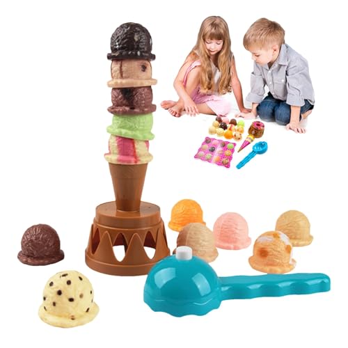 Eiscreme-Spielzeug-Stapelturm, Eiscreme-Stapelspielzeug Für Kleinkinder – Eiscreme-Balancierspiel – Vorschul-Lernspielzeug, Stapellöffel, Eiscreme-Spielzeug von Generic