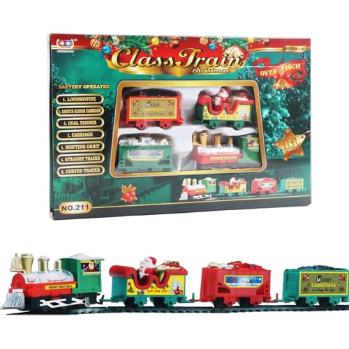 Eisenbahn-Set, Weihnachtsbaum-Eisenbahn-Spielzeug für Jungen mit Lichtern und Ton, Spielzeug-Eisenbahn-Set für unter den Weihnachtsbaum, Kleinkind-Modelleisenbahnen für 3 4 5 6 7 (Green, 28.5x18.5cm) von Generic