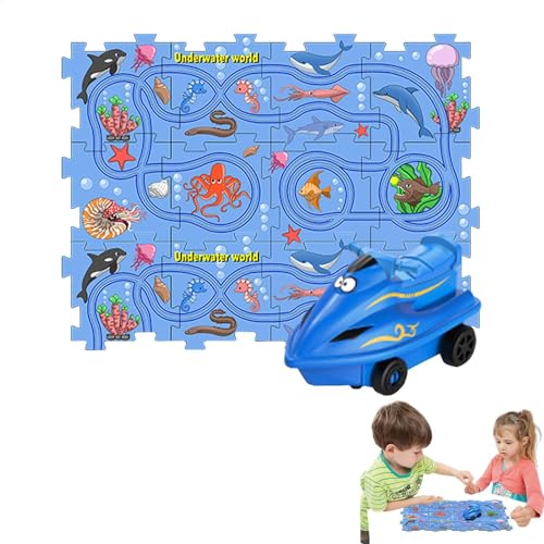 Eisenbahnwaggon-Puzzle-Gleis,Puzzle-Wagengleis | Autospielzeug Puzzle Eisenbahnwagen | Auto-Schienenbauspielzeug zum Thema Marine, Lernspielzeug, Puzzle-Racer-Auto-Spielset, Puzzle-Brett-Spielset von Generic