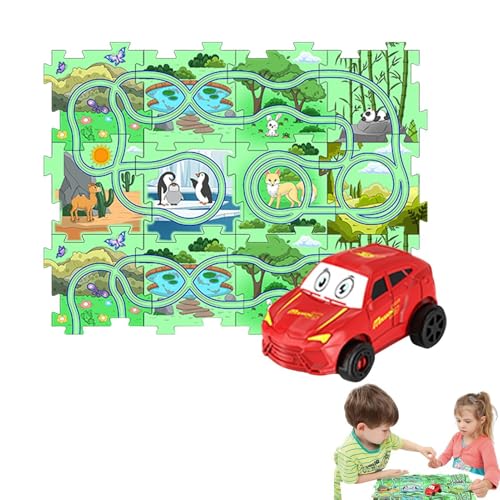 Eisenbahnwaggon-Puzzle-Gleis,Puzzle-Wagengleis-Set - Autospielzeug Puzzle-Brett-Lernspiele,Puzzle Racer Feinmotorikspielzeug, Puzzlebahn Lernspielzeug Landthema für Kinder ab 3 Jahren von Generic