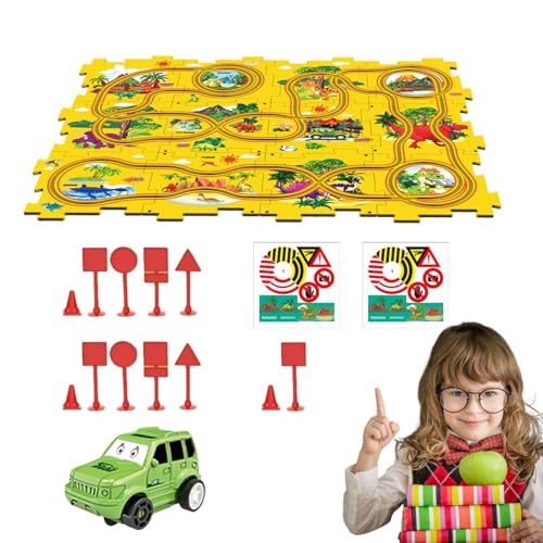 Eisenbahnwaggon-Puzzle-Gleis,Puzzle-Wagengleis - Spur für Kleinkinderfahrzeuge | Puzzle-Rennstreckenauto-Set, pädagogisches Spielzeug für Kleinkinder ab 3 Jahren von Generic