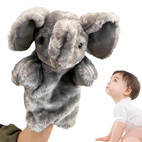 Elefanten-Handpuppe – Interaktive Plüschpuppe für Kinder, realistische Tierpuppe zum Geschichtenerzählen | Weiche Elefanten-Spielzeugpuppe, Lernpuppe für Kinder von Generic